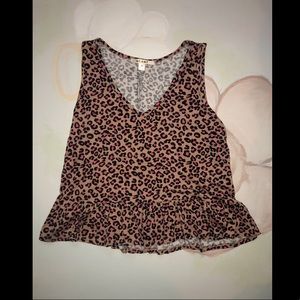 Leopard tank with ruffle detail